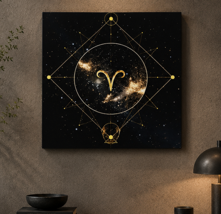 Canvas Fine Art Universo Aries en interior contemporáneo elegante