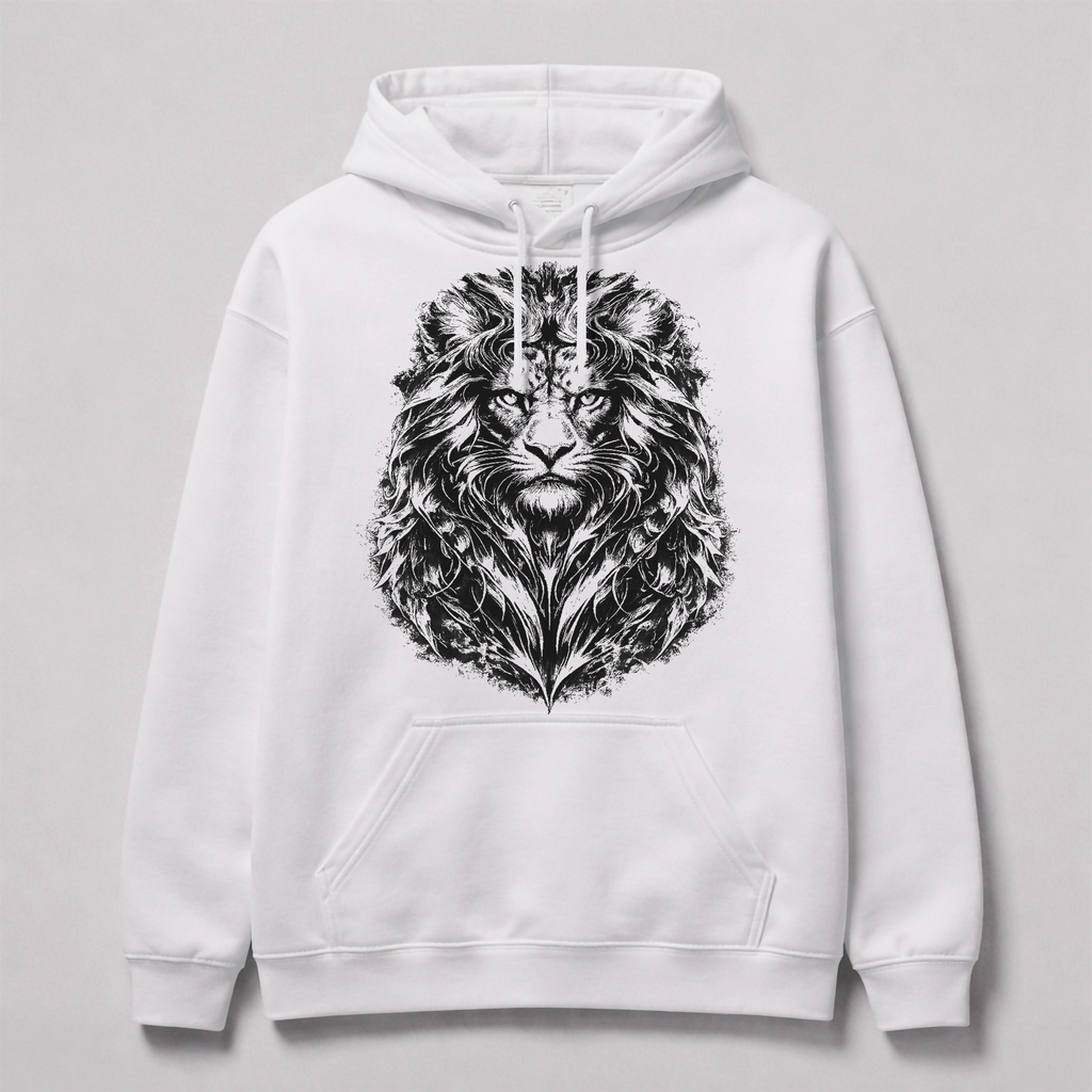 Hoodie Leo blanco con diseño limpio de león astrología