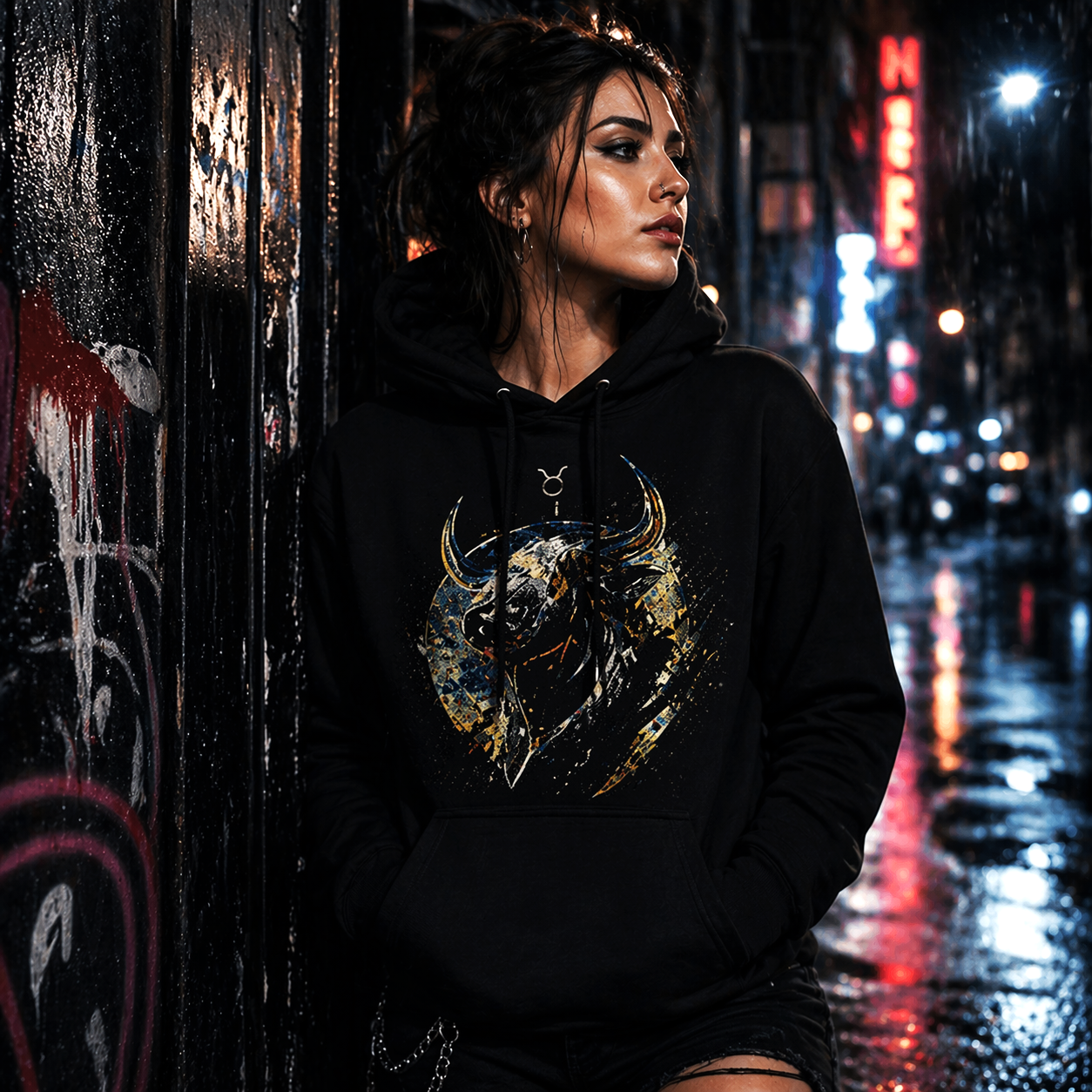 sudadera negra tauro outfit urbano moderno