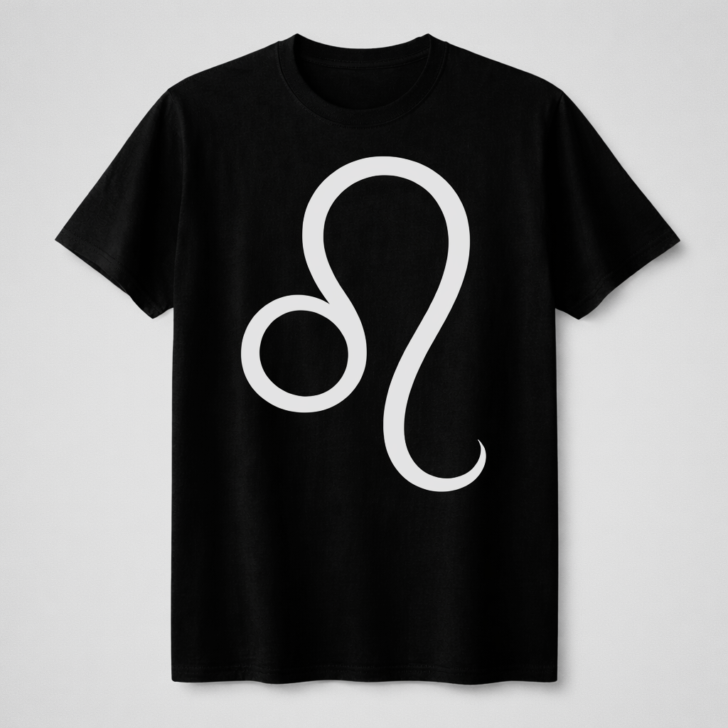 Camiseta Leo negra con símbolo blanco diseño zodiacal minimalista Astrálisis