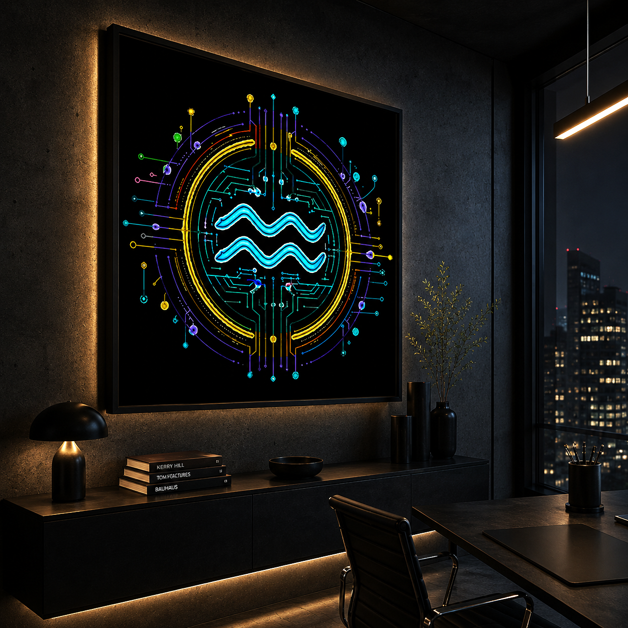 Poster decorativo Acuario tecno en oficina contemporánea de diseño moderno
