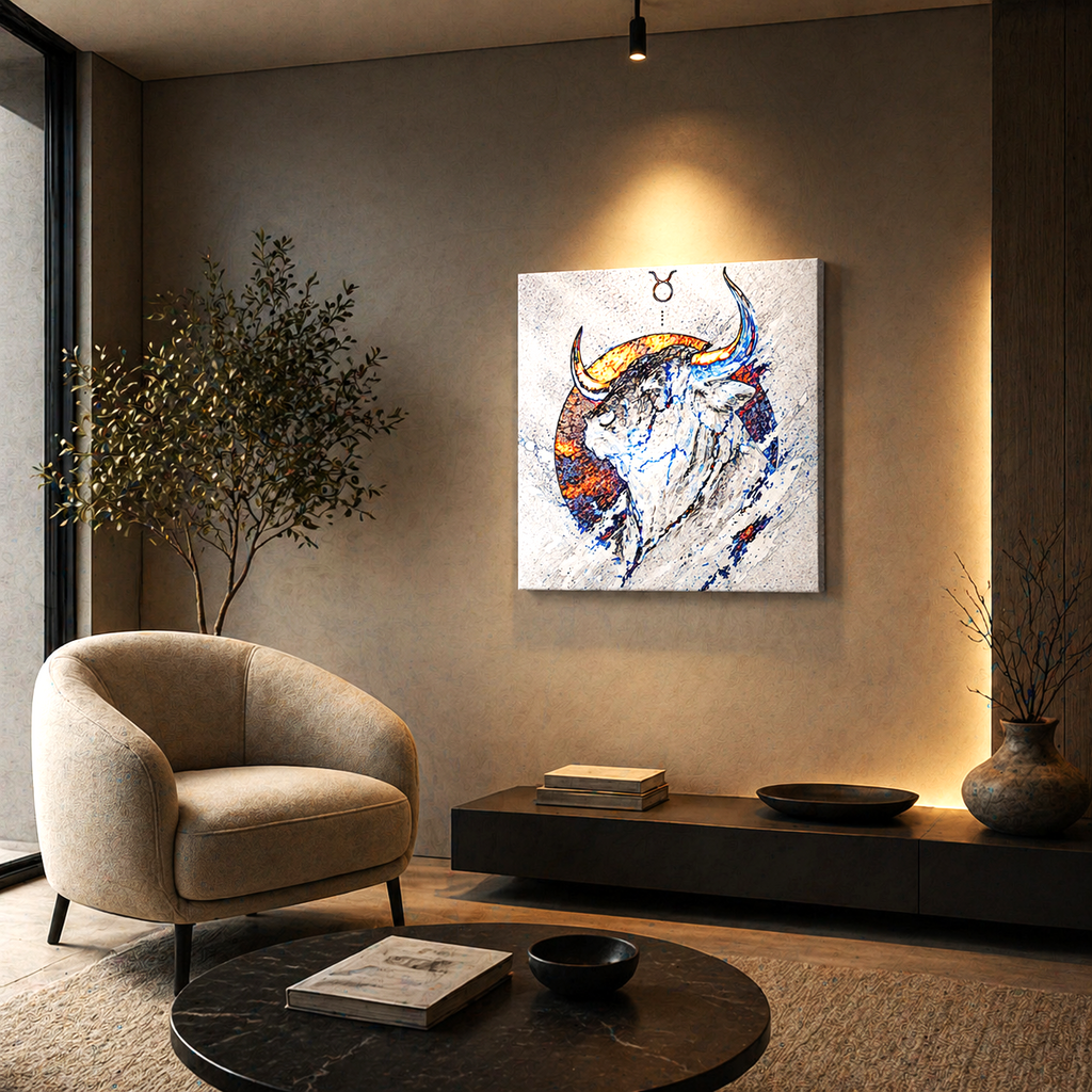 mural tauro arte zodiacal decoracion moderna pared minimalista