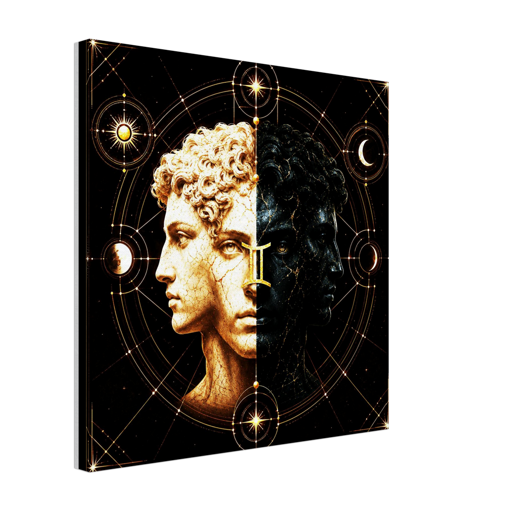 Arte mural Géminis de la colección Astrálisis para decoración moderna y espacios inspiradores.