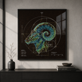 Fine Art Poster Perfil Áureo Aries en interior contemporáneo elegante