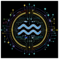 Poster artístico de Acuario inspirado en innovación, tecnología y cosmos