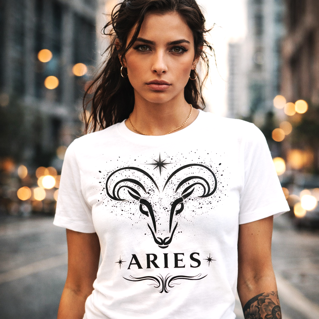 remera aries blanca estilo moderno astrologia