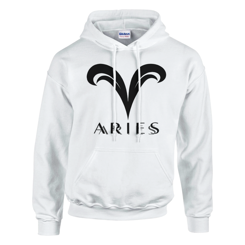 sudadera blanca aries con simbolo zodiacal minimalista