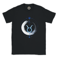Camiseta negra unisex con símbolo Anillo Tauro y diseño minimalista.