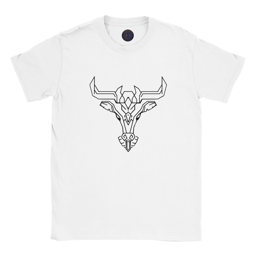 camiseta blanca tauro estilo sofisticado streetwear. Logo astralisis