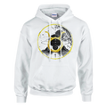 Hoodie blanco Conjunción Tauro con diseño cósmico inspirado en astrología y geometría celestial.