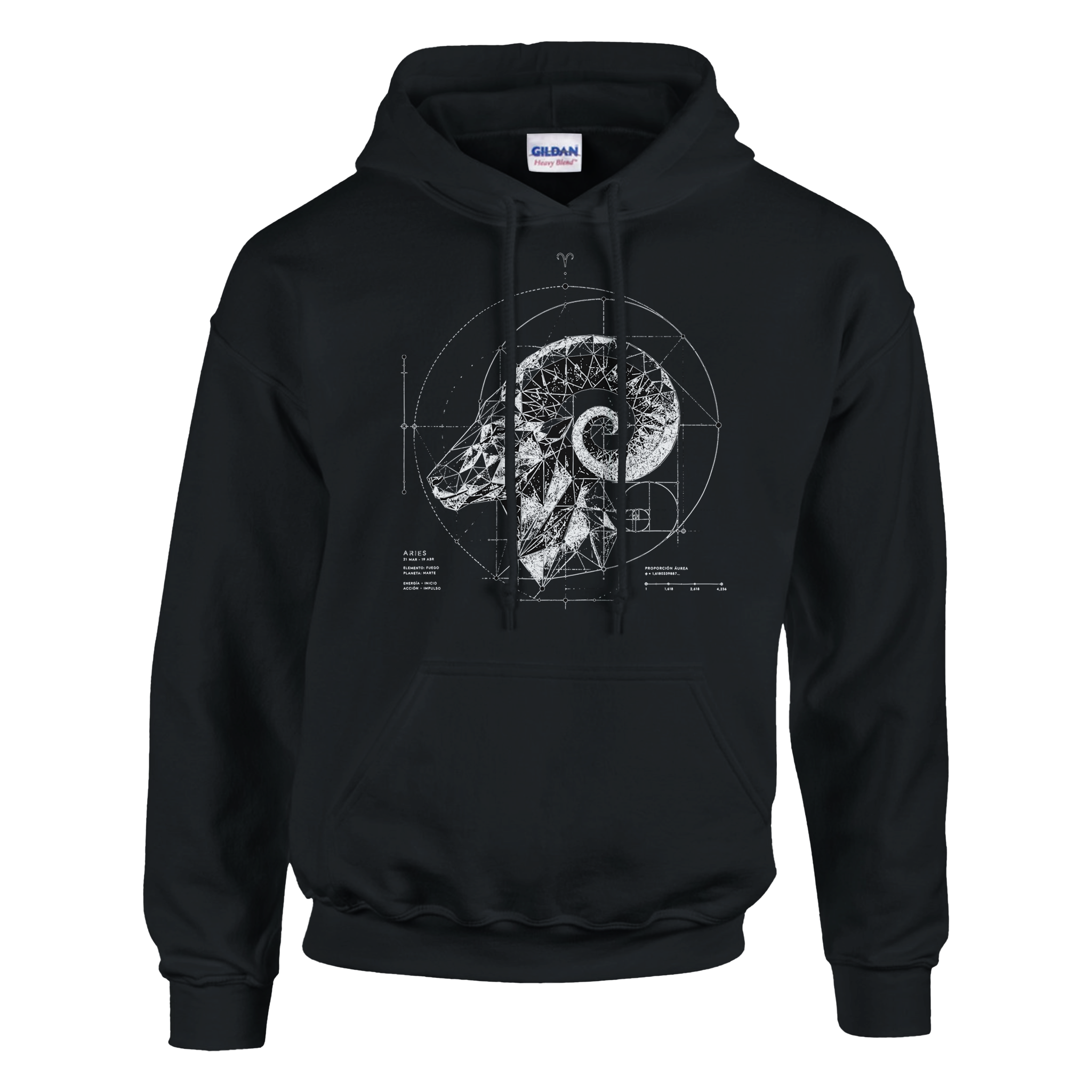 Sudadera negra Aries estilo urbano editorial