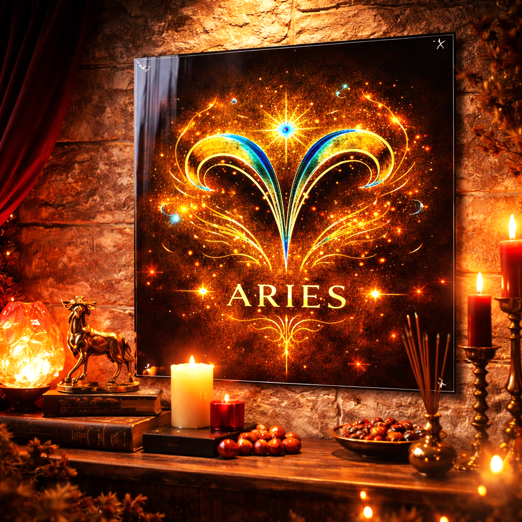 arte zodiacal aries en acrilico alta definicion