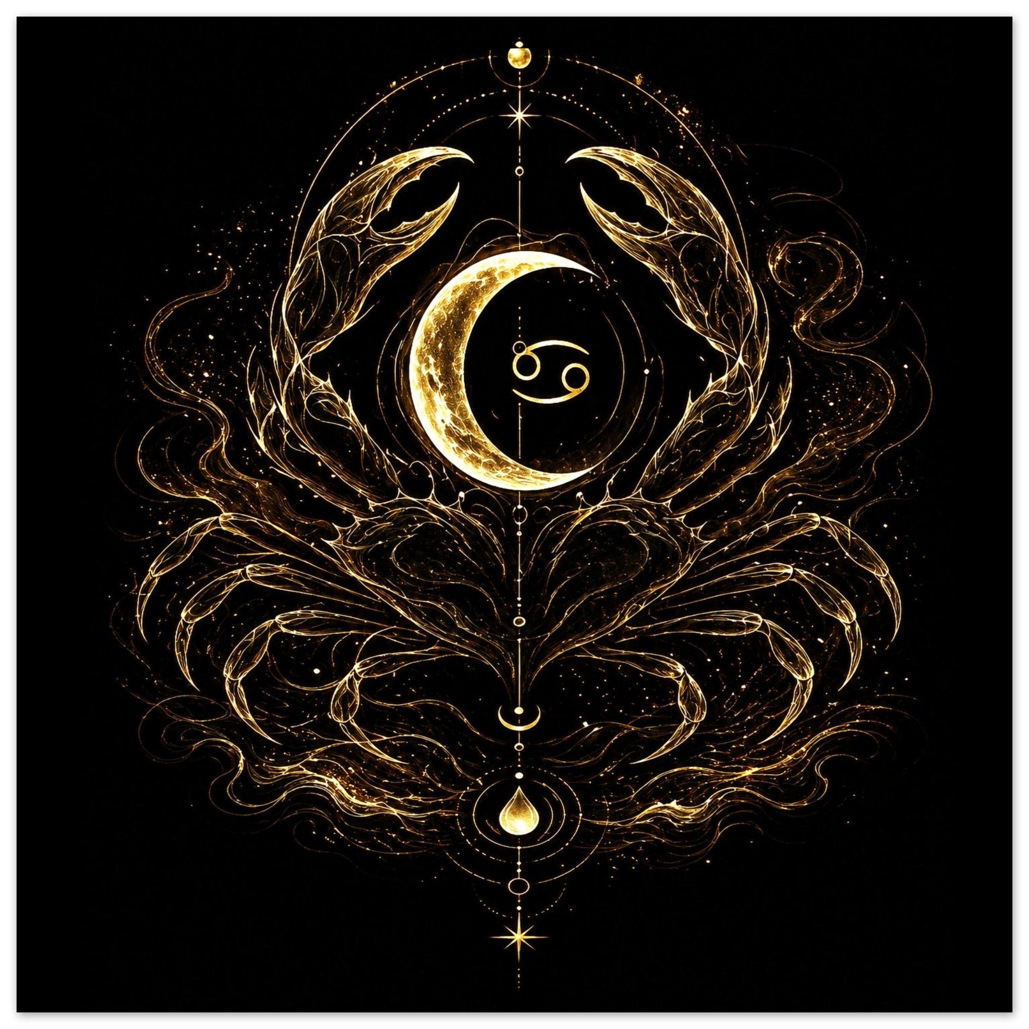 cuadro cancer sensaciones detalle diseño lunar dorado