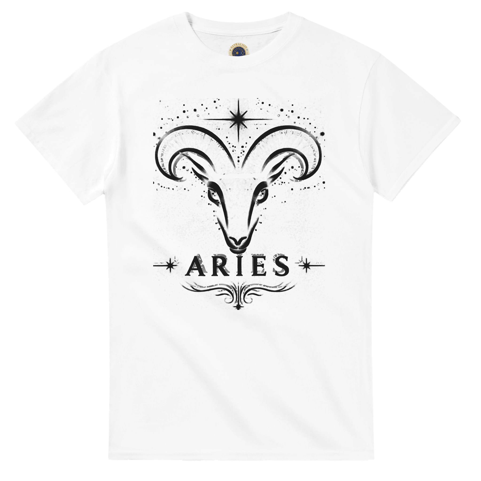 camiseta zodiacal blanca aries diseño limpio