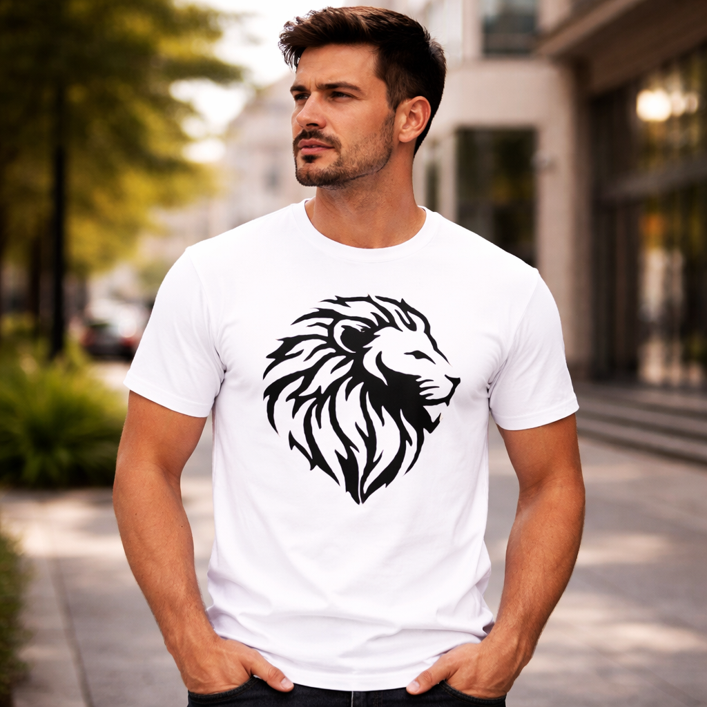Camiseta Leo blanca unisex con ilustración de león