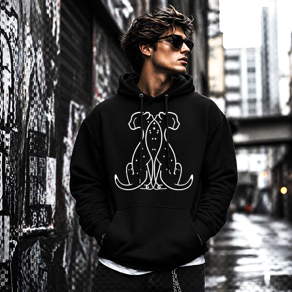 Hoodie Negro Géminis Tribal – Energía Dual en Clave Urbana