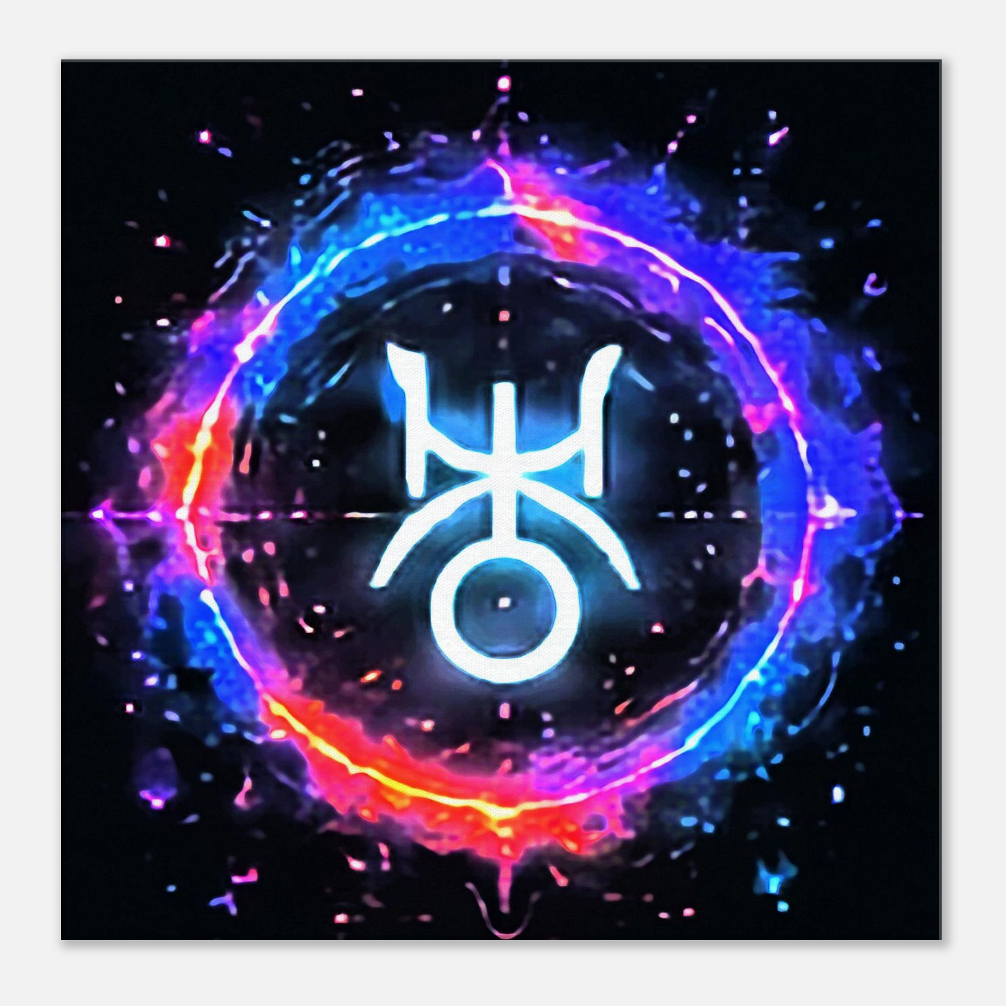 Diseño cósmico de Urano con geometría astral y luz futurista