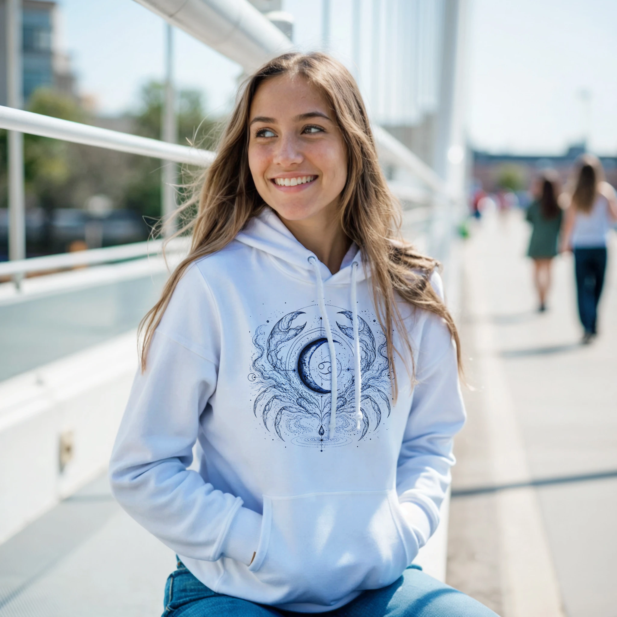sudadera cancer blanca estilo editorial minimalista con identidad astral