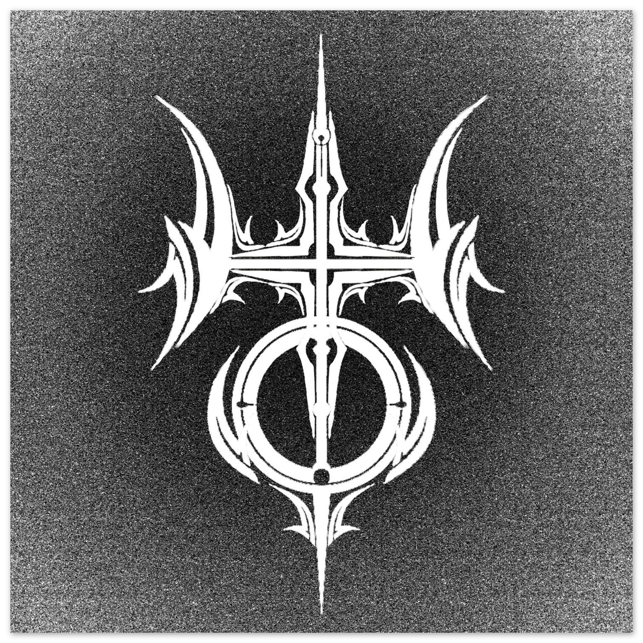 Diseño astral tribal inspirado en Urano con estética metálica contemporánea